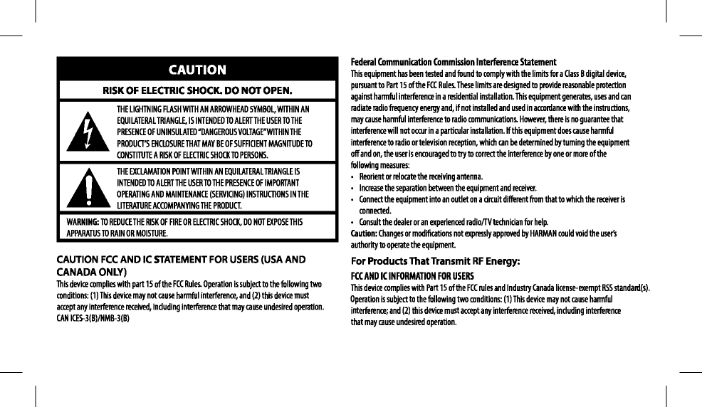 Page 3 of Harman UAFLASH Bluetooth Headset User Manual Manual Statements