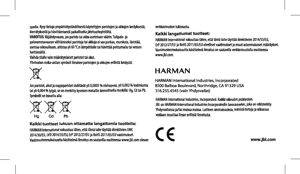 Page 48 of Harman UAFLASH Bluetooth Headset User Manual Manual Statements