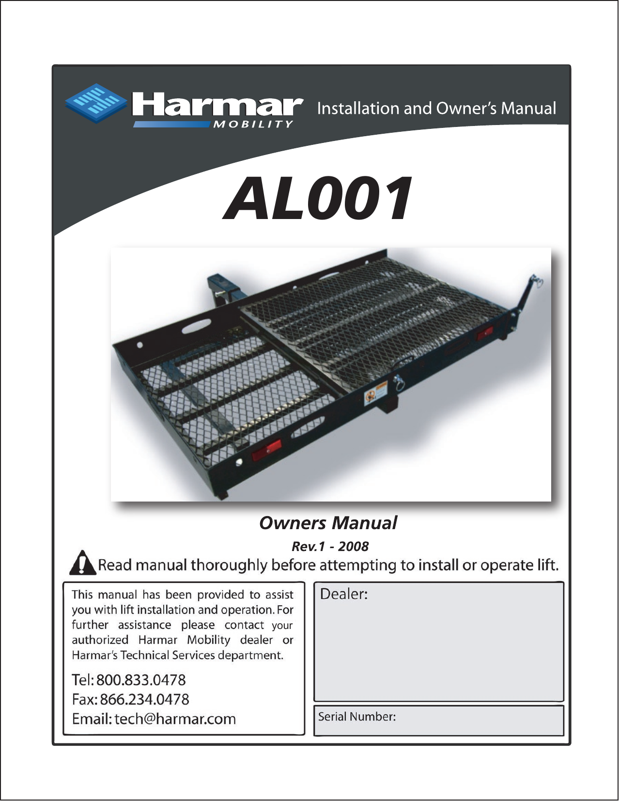 Page 1 of 10 - Harmar-Mobility Harmar-Mobility-Al001-Users-Manual-  Harmar-mobility-al001-users-manual
