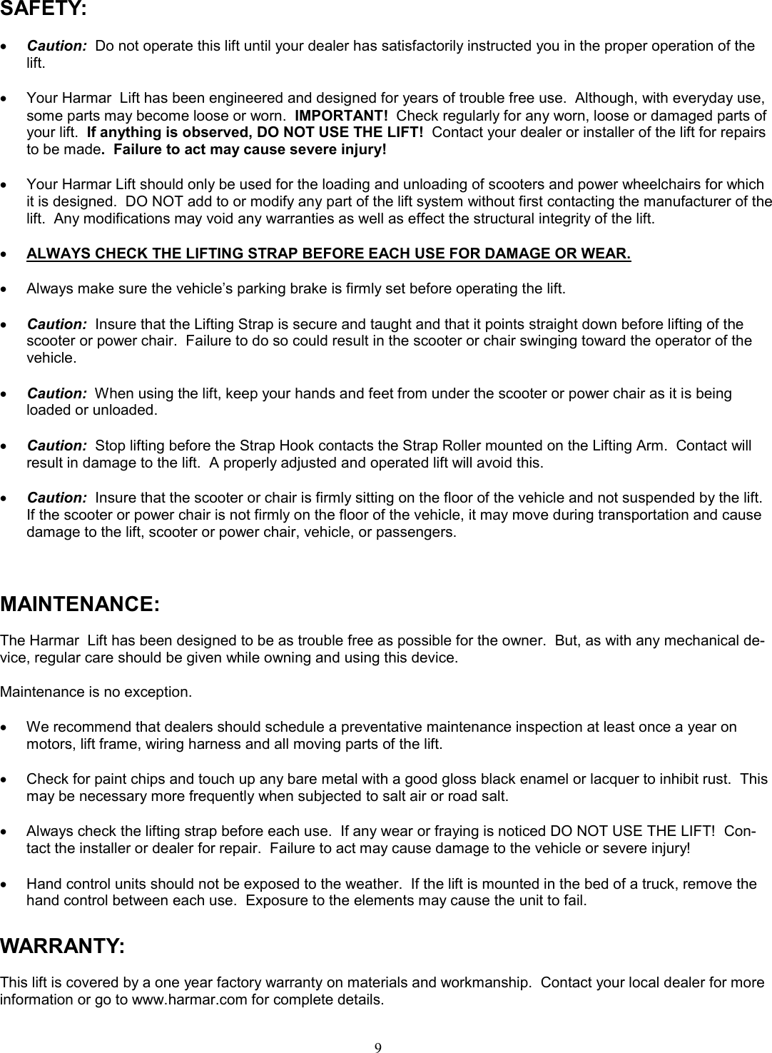 Page 9 of 10 - Harmar-Mobility Harmar-Mobility-Al065-Users-Manual- Manual - Inside 065bbbbbbbbb4  Harmar-mobility-al065-users-manual