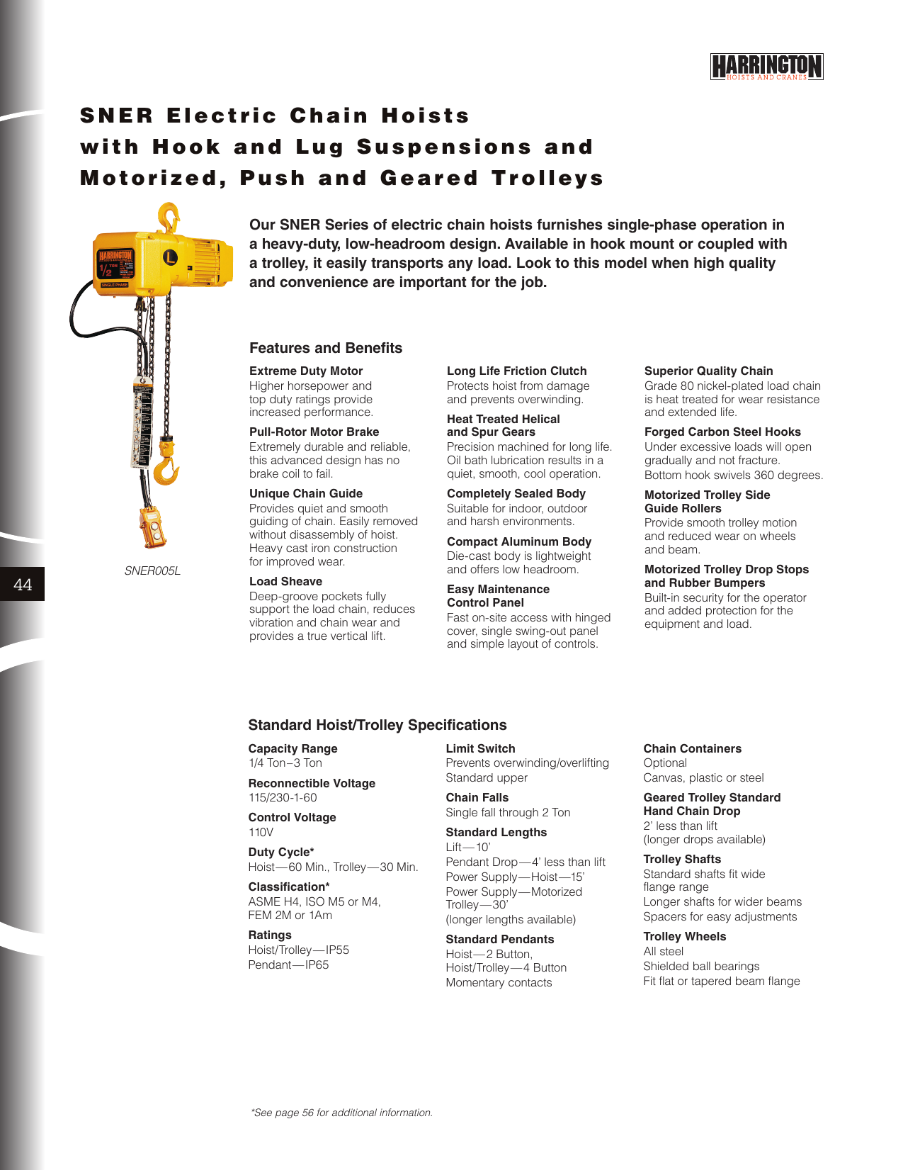 Harrington Hoists Chainsaw Sner Users Manual