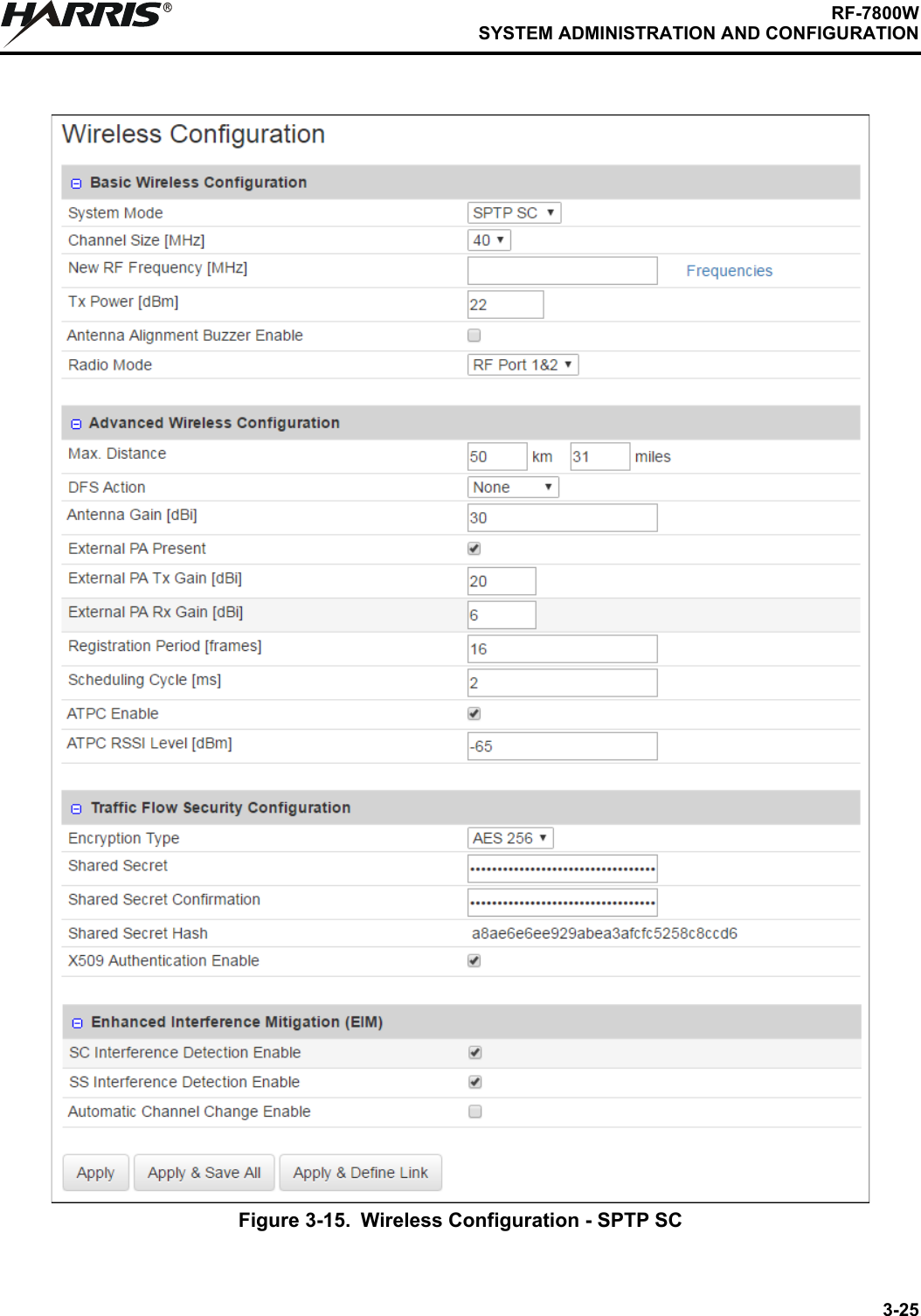 3-25RF-7800WSYSTEM ADMINISTRATION AND CONFIGURATIONRFigure 3-15. Wireless Configuration - SPTP SC