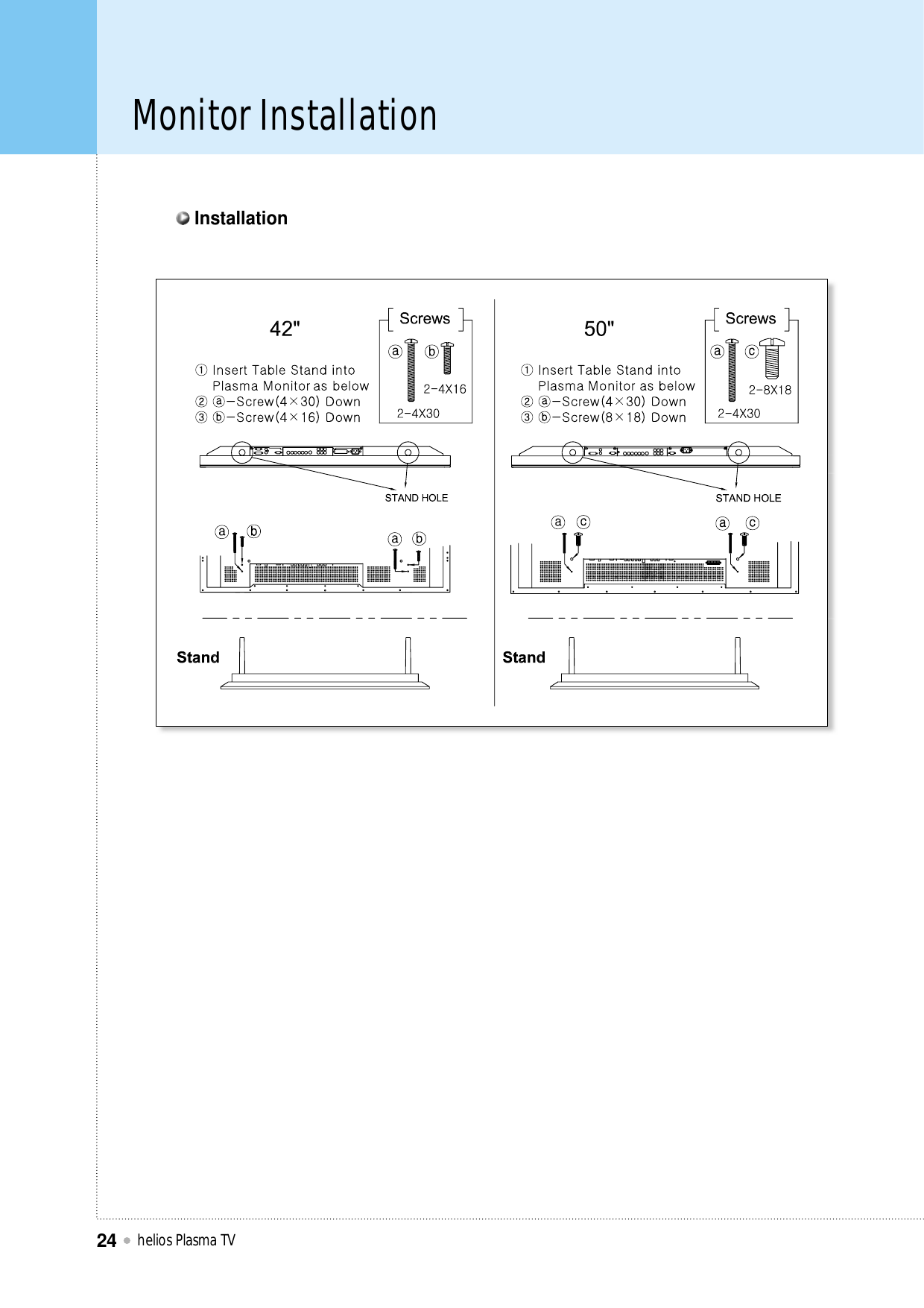 Monitor Installationhelios Plasma TV24Installation