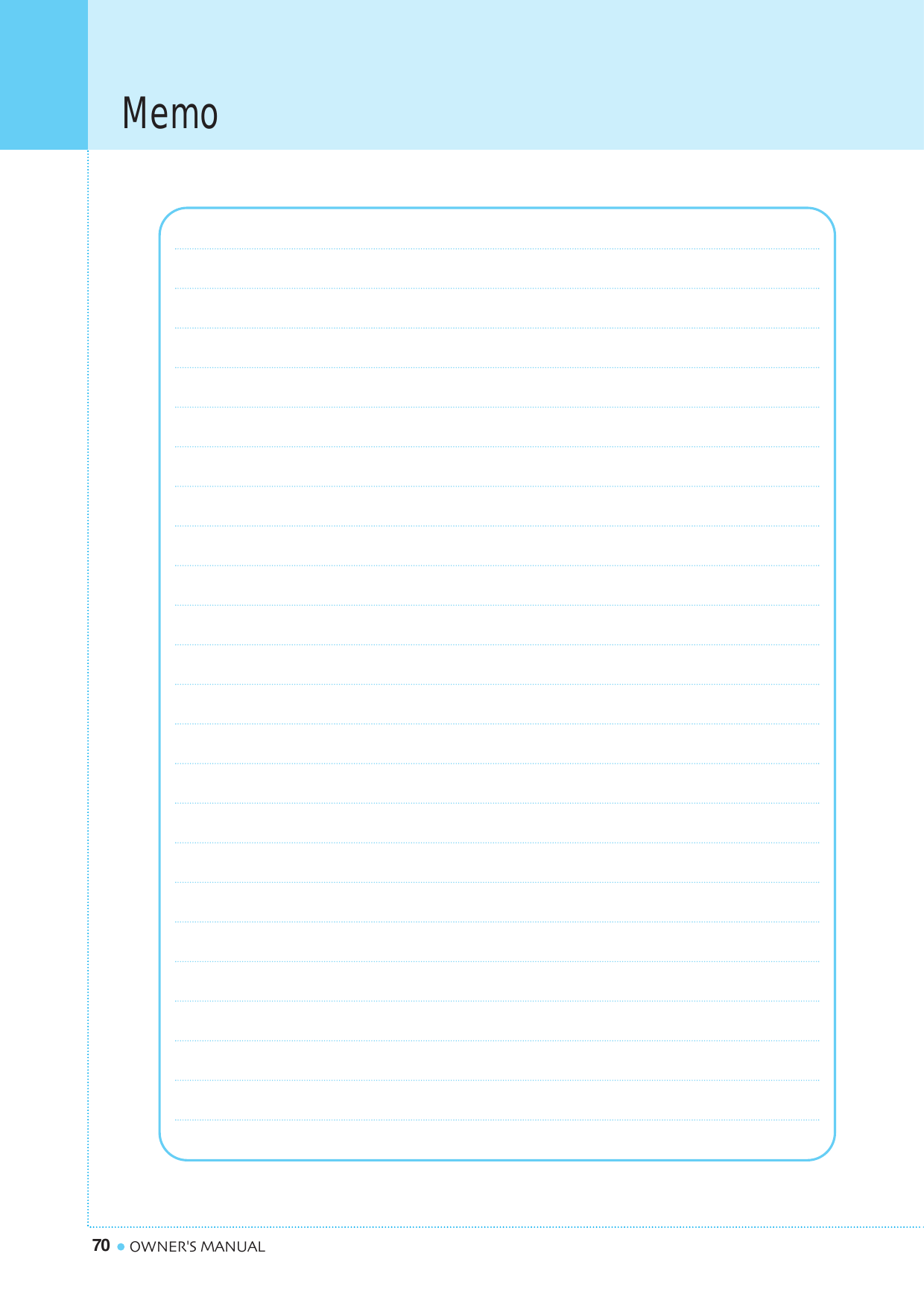 Memo70 OWNER&apos;S MANUAL