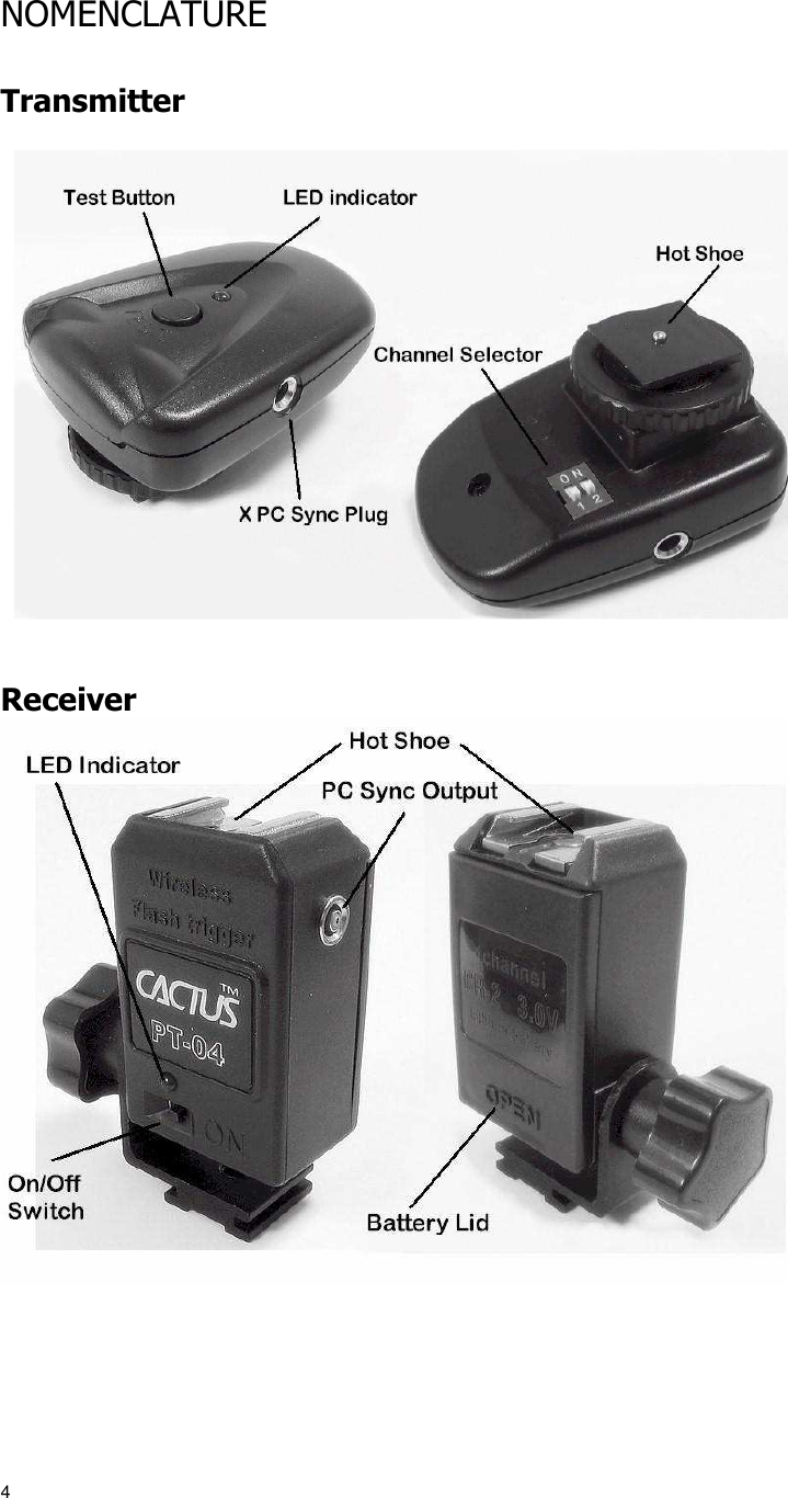  4 NOMENCLATURE   Transmitter        Receiver   