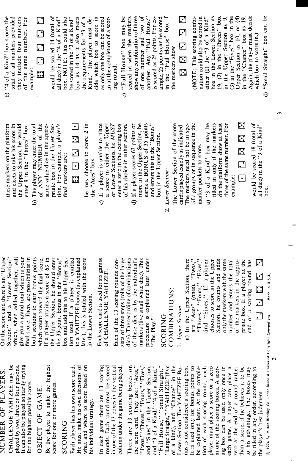 Page 2 of 7 - Hasbro Hasbro-Challenge-Yahtzee-Users-Manual-  Hasbro-challenge-yahtzee-users-manual