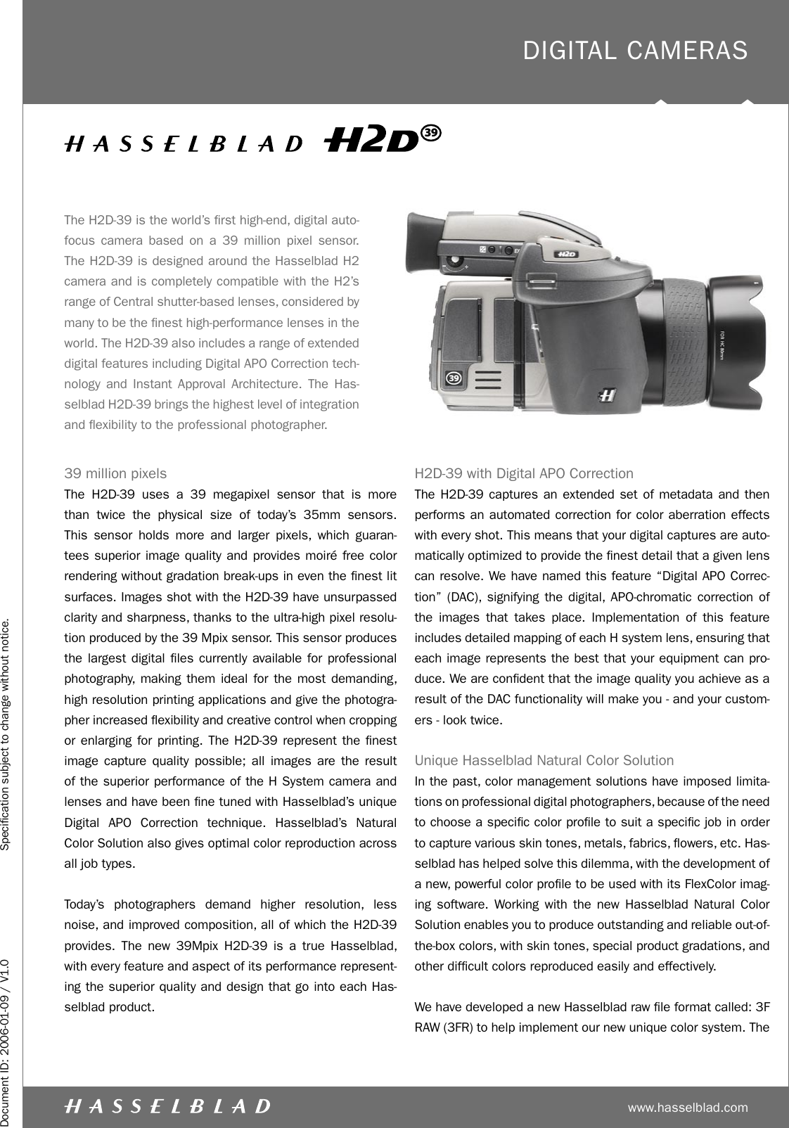 Hasselblad H2D 39 Users Manual