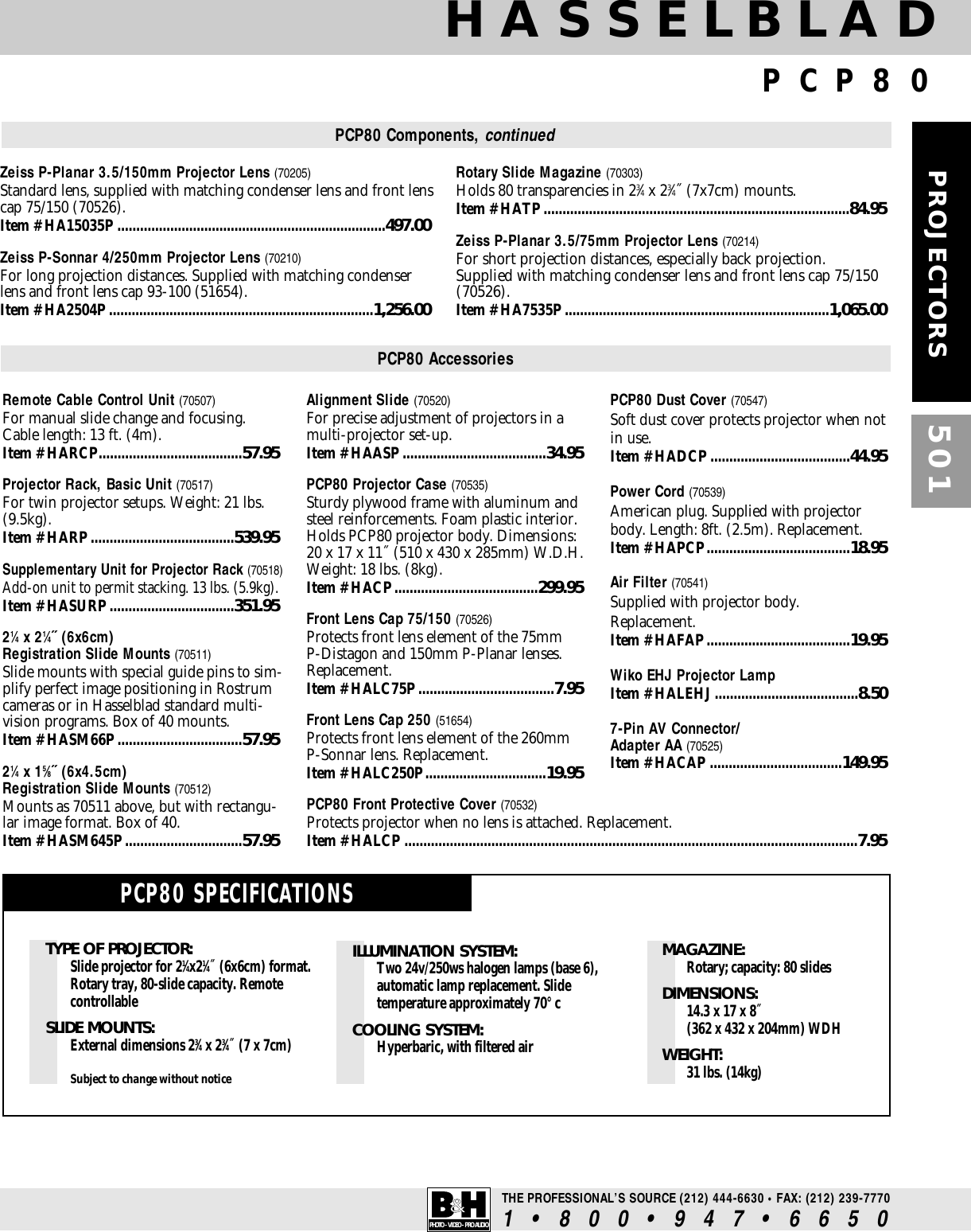Page 3 of 7 - Hasselblad Hasselblad-Pcp-80-Users-Manual- 12. Projectors 500-506 (x)  Hasselblad-pcp-80-users-manual