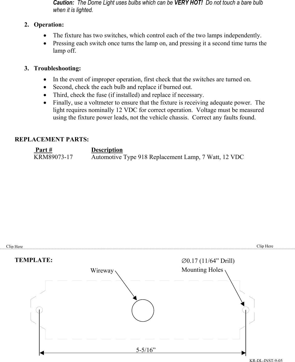 Page 2 of 2 - Havis-Shields Havis-Shields-Dome-Light-Kr-Dl-Users-Manual KR-DL-INST-9-05