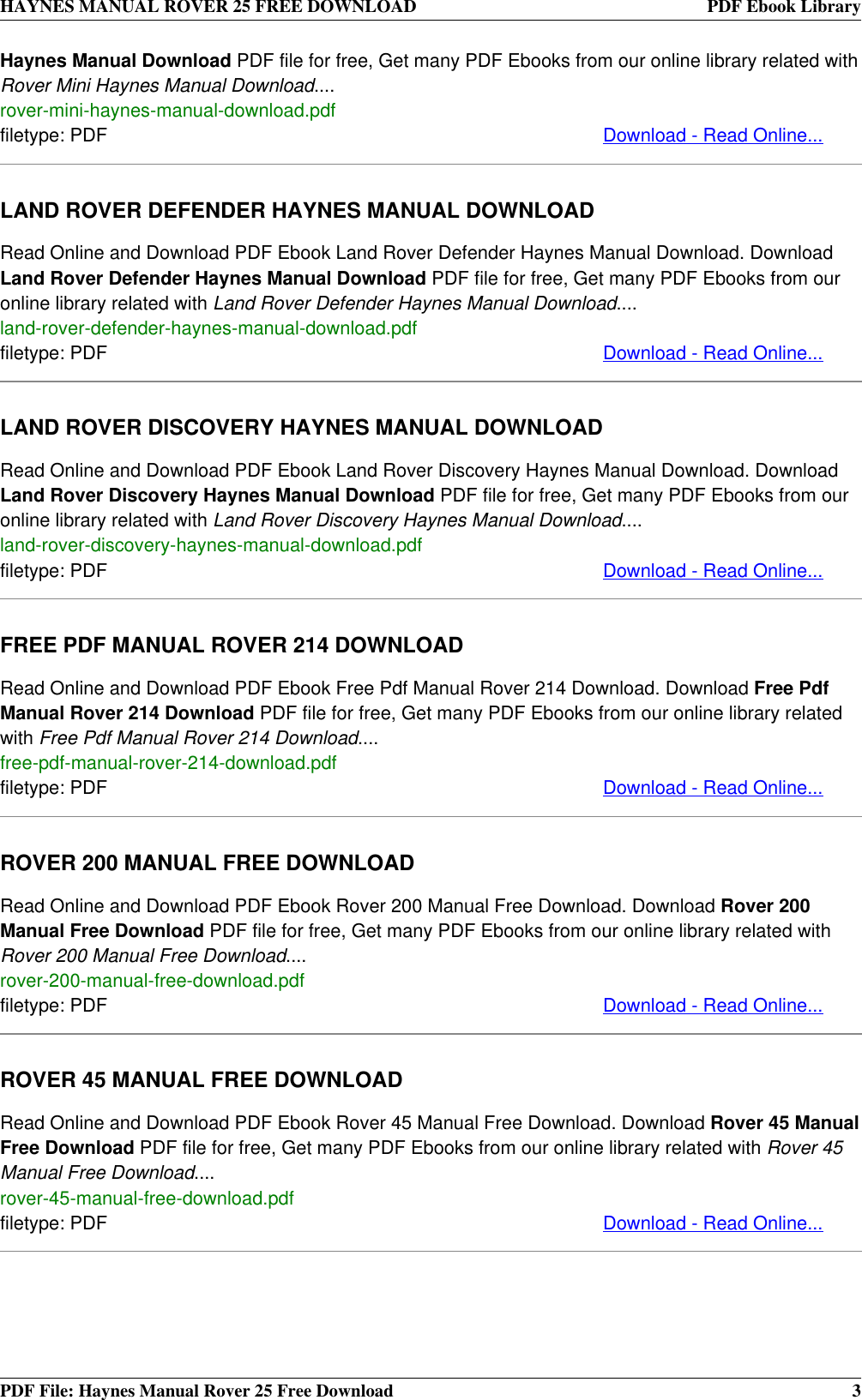 Page 3 of 4 - Haynes-Manuals Haynes-Manuals-Haynes-Manuals-Automobile-25-Users-Manual- HAYNES MANUAL ROVER 25  Haynes-manuals-haynes-manuals-automobile-25-users-manual