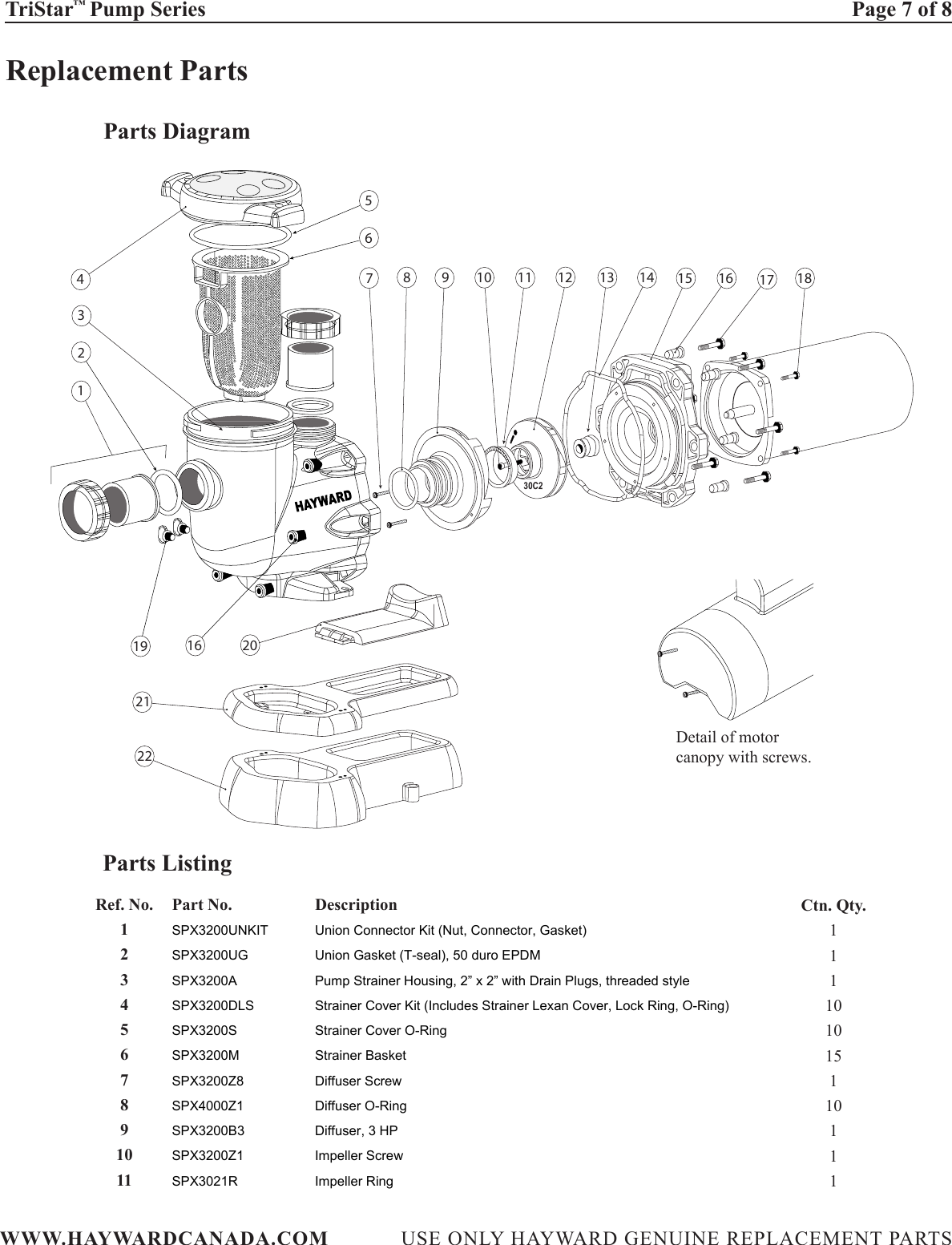 Page 7 of 8 - Hayward-Pools Hayward-Pools-Hayward-Pools-Swimming-Pool-Pump-Sp3207Ec-Users-Manual- PN IS3200 HC 07  Hayward-pools-hayward-pools-swimming-pool-pump-sp3207ec-users-manual