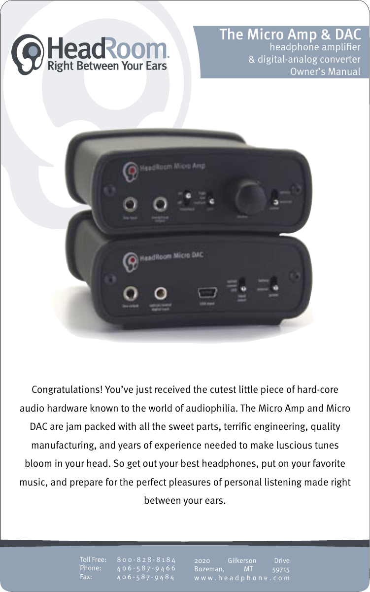 Page 1 of 7 - Headroom Headroom-Headphone-Amplifier-And-Digital-Analog-Converter-Users-Manual- MicroAmpDACManual  Headroom-headphone-amplifier-and-digital-analog-converter-users-manual