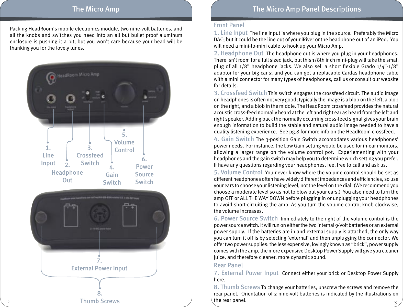 Page 2 of 7 - Headroom Headroom-Headphone-Amplifier-And-Digital-Analog-Converter-Users-Manual- MicroAmpDACManual  Headroom-headphone-amplifier-and-digital-analog-converter-users-manual