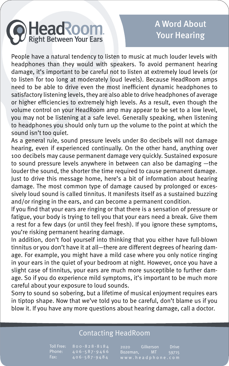 Page 7 of 7 - Headroom Headroom-Headphone-Amplifier-And-Digital-Analog-Converter-Users-Manual- MicroAmpDACManual  Headroom-headphone-amplifier-and-digital-analog-converter-users-manual