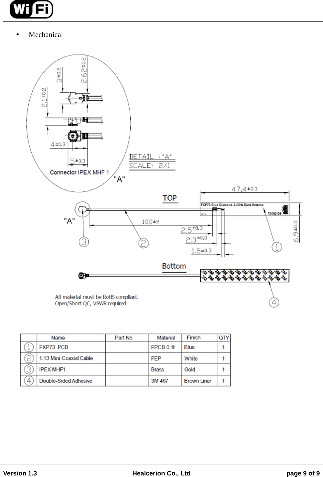                                                                                                                                        Version 1.3  Healcerion Co., Ltd  page 9 of 9     Mechanical   