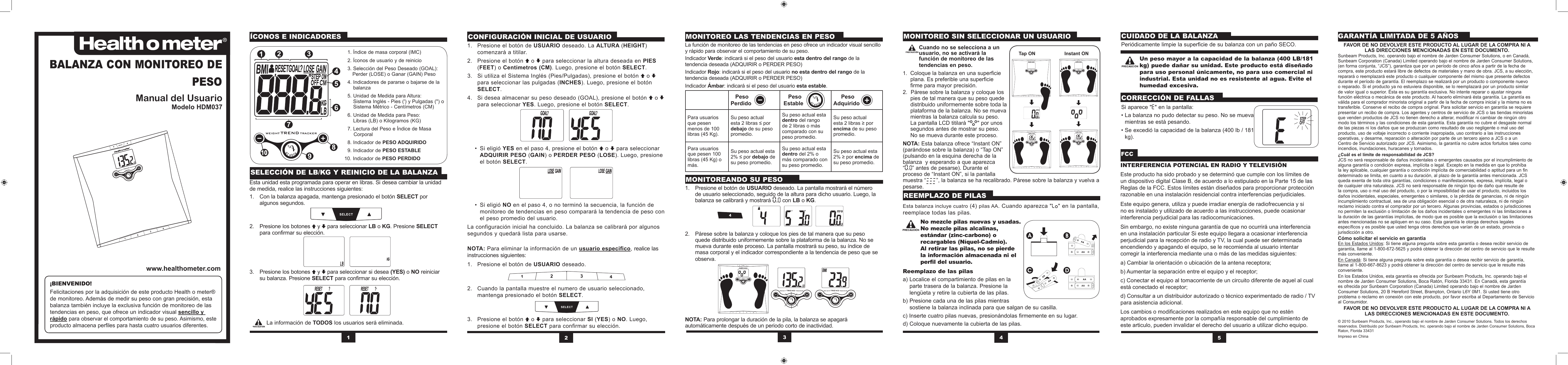 Page 2 of 2 - Health-O-Meter Health-O-Meter-Hdm037Dq-01-Owner-S-Manual