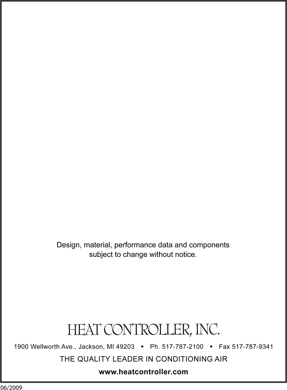 Page 7 of 7 - Heat-Controller Heat-Controller-Hag-Series-For-R-410A-Quick-Start-Guide IOM HAG 04-12-09