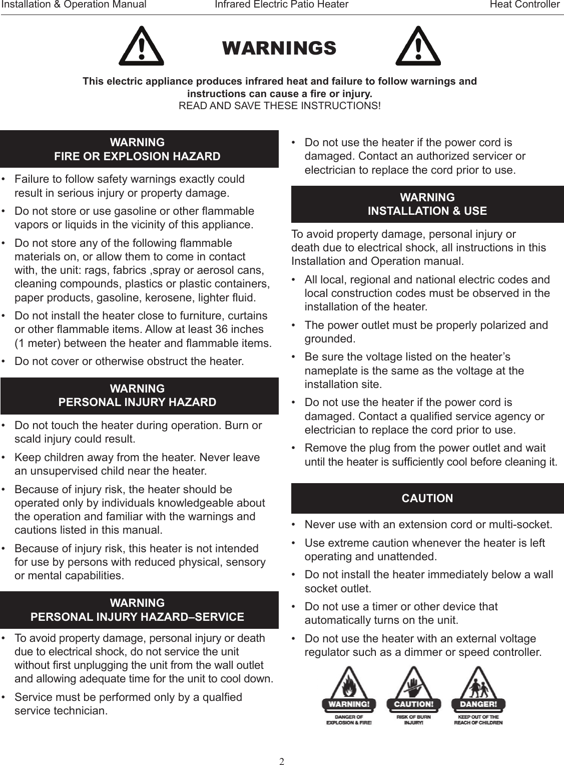 Page 2 of 8 - Heat-Controller Heat-Controller-Outdoor-Patio-Heater-Quick-Start-Guide