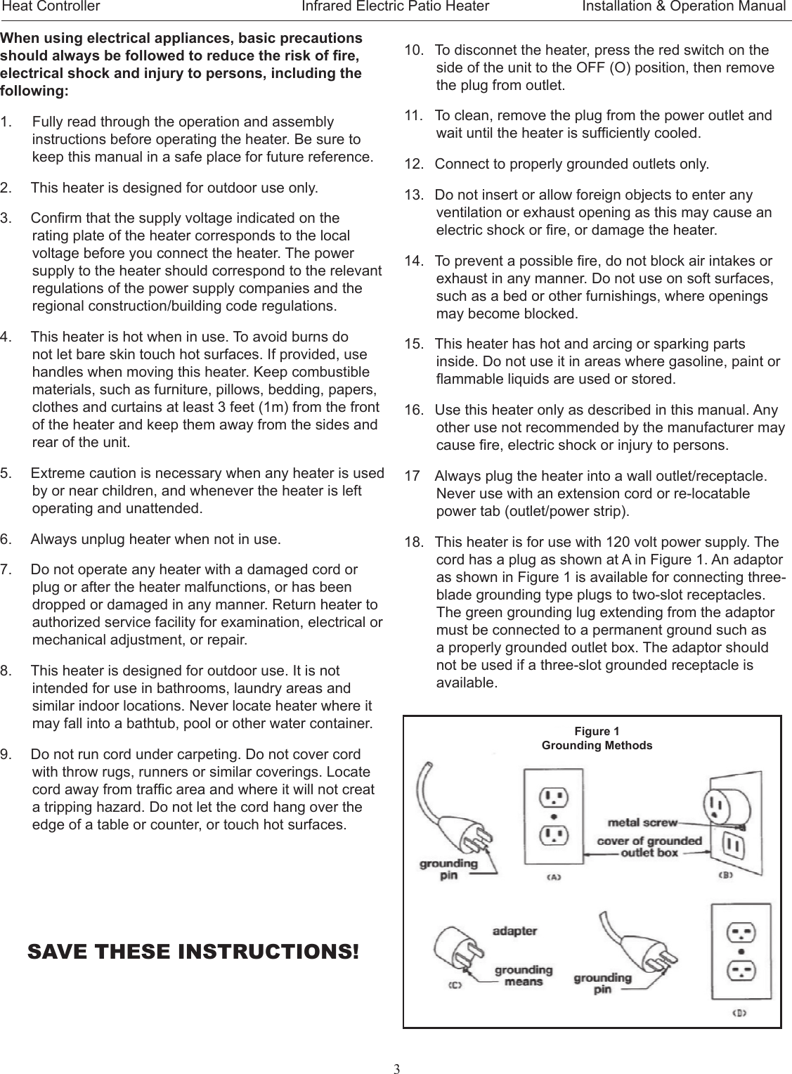 Page 3 of 8 - Heat-Controller Heat-Controller-Outdoor-Patio-Heater-Quick-Start-Guide