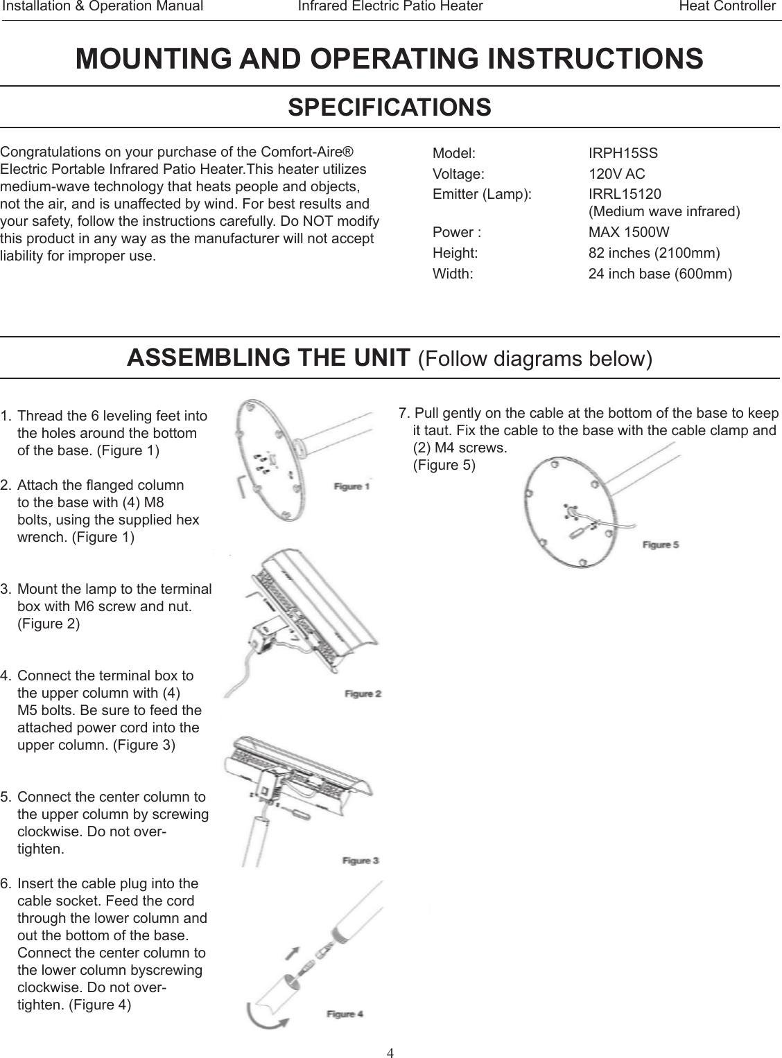 Page 4 of 8 - Heat-Controller Heat-Controller-Outdoor-Patio-Heater-Quick-Start-Guide