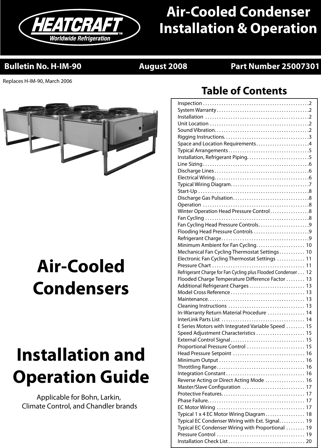 Heatcraft Refrigeration Products Air Cooled Condensers Users Manual