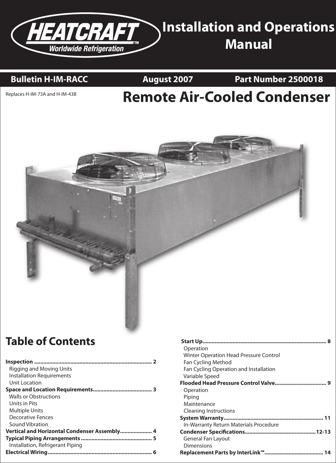 Heatcraft Refrigeration Products Remote Air Cooledcondenser 2500018 ...