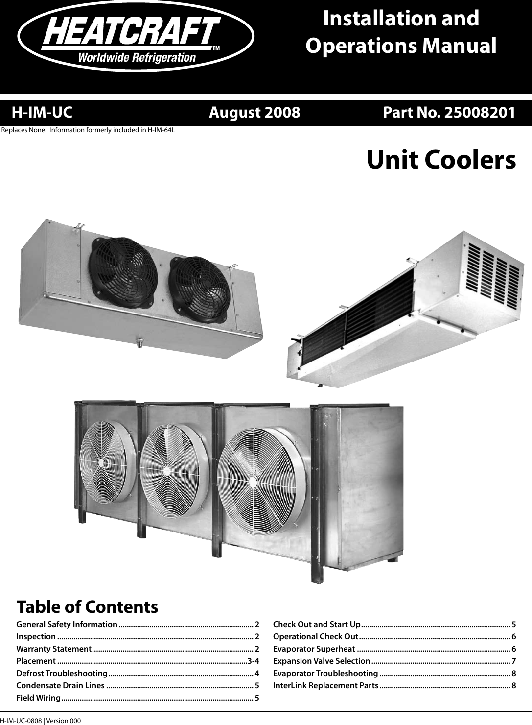 Page 1 of 8 - Heatcraft-Refrigeration-Products Heatcraft-Refrigeration-Products-Unit-Coolers-H-Im-Uc-Users-Manual-  Heatcraft-refrigeration-products-unit-coolers-h-im-uc-users-manual