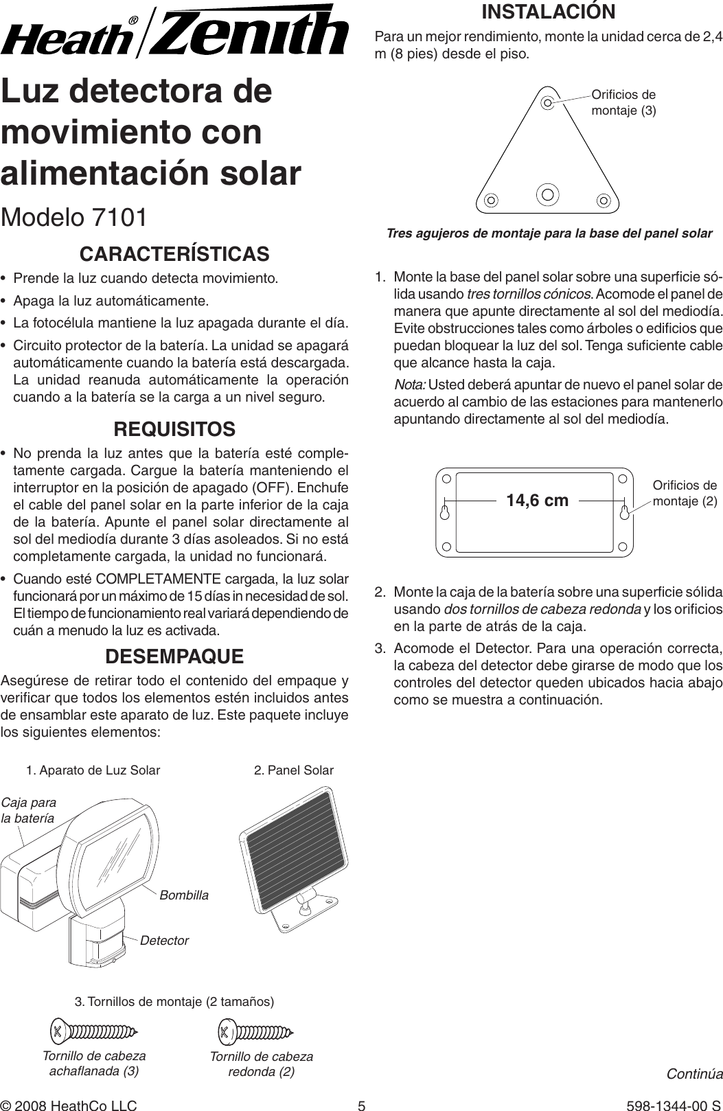 Heath Zenith Motion Sensor Light 7101 Users Manual