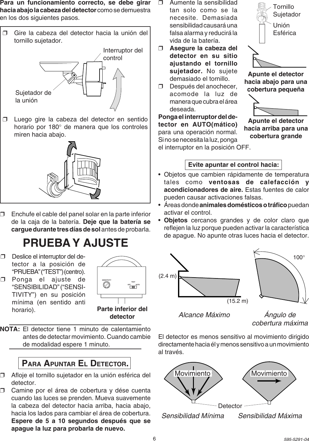 Page 6 of 8 - Heath-Zenith Heath-Zenith-Motion-Sensor-Light-Sl-7001-Users-Manual- 595-5291(rev03)  Heath-zenith-motion-sensor-light-sl-7001-users-manual