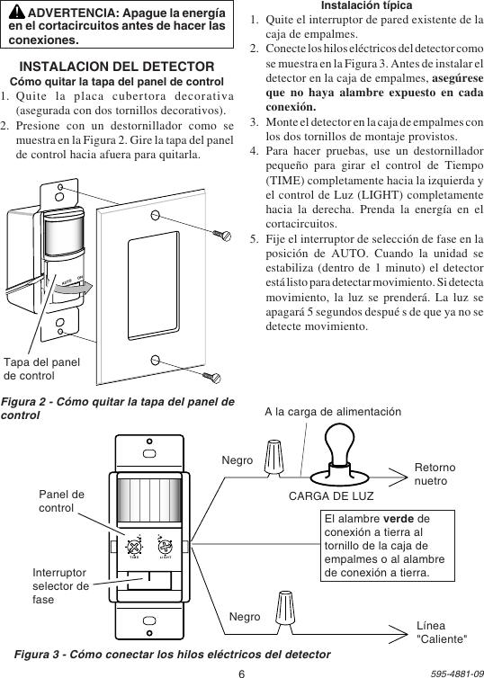 Page 6 of 12 - Heath-Zenith Heath-Zenith-Motion-Sensor-Wall-Switch-Sl-6105-Users-Manual- 595-4881-09  Heath-zenith-motion-sensor-wall-switch-sl-6105-users-manual