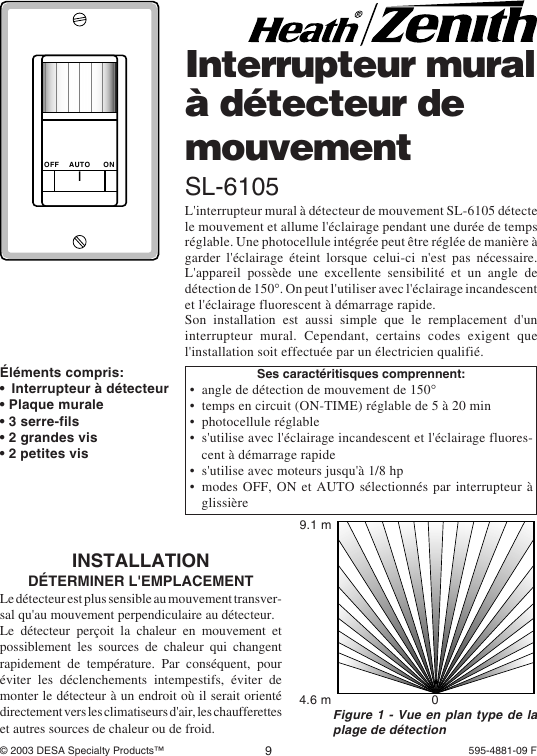 Page 9 of 12 - Heath-Zenith Heath-Zenith-Motion-Sensor-Wall-Switch-Sl-6105-Users-Manual- 595-4881-09  Heath-zenith-motion-sensor-wall-switch-sl-6105-users-manual
