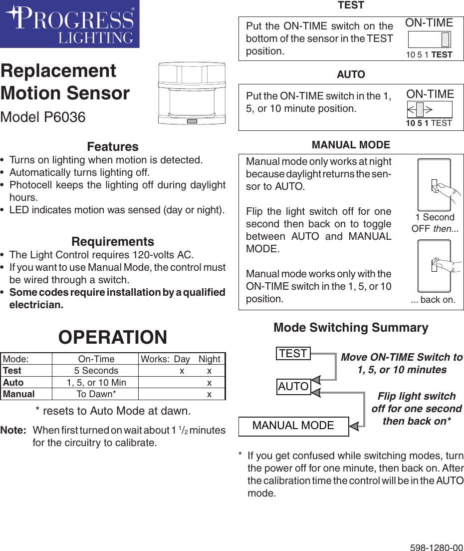 Page 1 of 4 - Heath-Zenith Heath-Zenith-Replacement-Motion-Sensor-P6036-Users-Manual-  Heath-zenith-replacement-motion-sensor-p6036-users-manual