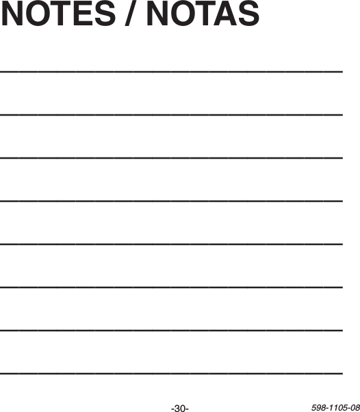-30- 598-1105-08NOTES / NOTAS________________________________________________________________________________________________________________________________________________