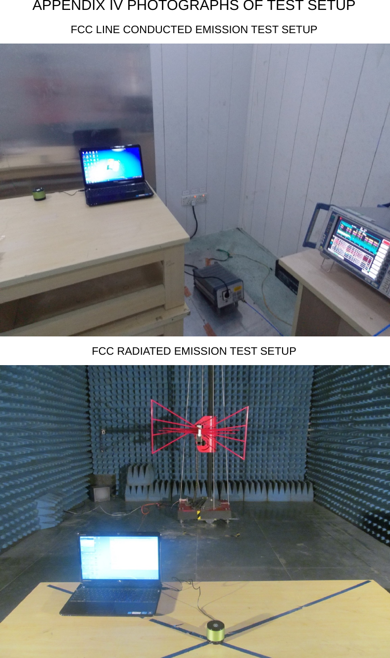 APPENDIX IV PHOTOGRAPHS OF TEST SETUP FCC LINE CONDUCTED EMISSION TEST SETUP  FCC RADIATED EMISSION TEST SETUP   