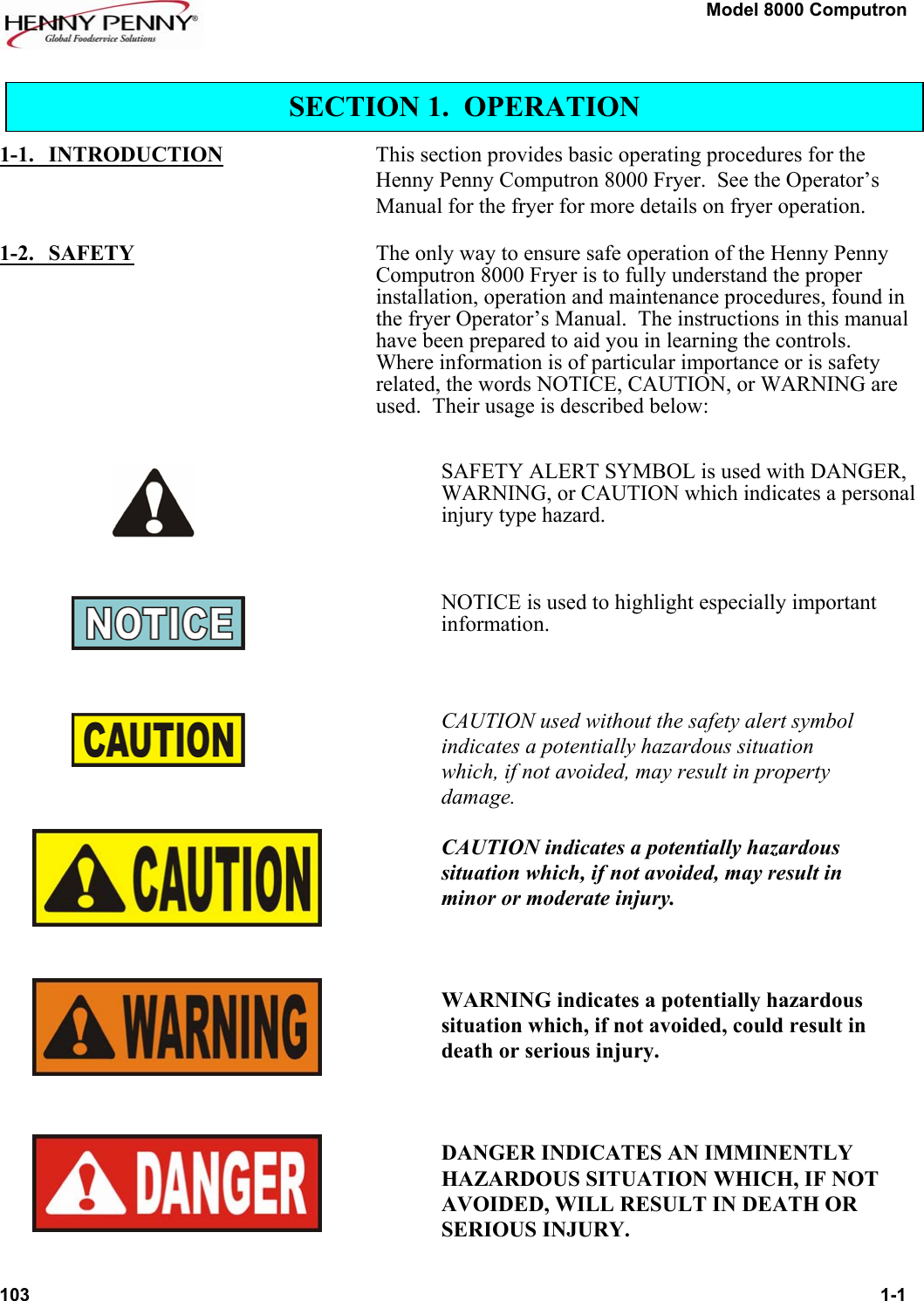 Page 1 of 11 - Henny-Penny Henny-Penny-Computron-8000-Users-Manual- Computron 8000 Operations - Operation  Henny-penny-computron-8000-users-manual