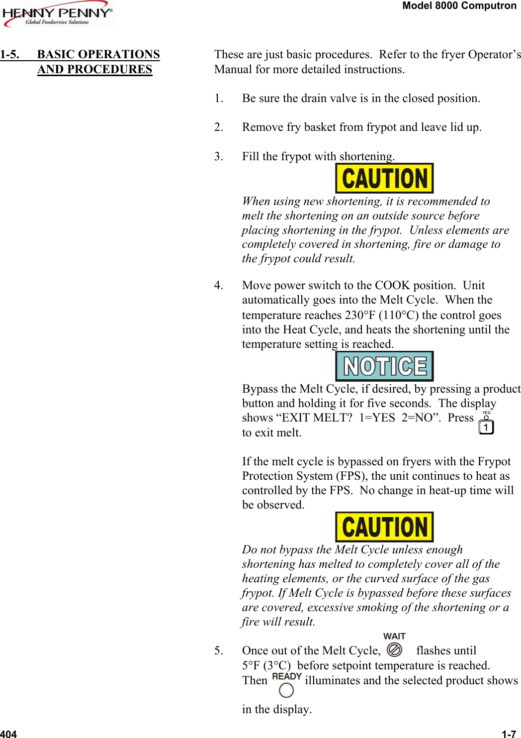 Page 7 of 11 - Henny-Penny Henny-Penny-Computron-8000-Users-Manual- Computron 8000 Operations - Operation  Henny-penny-computron-8000-users-manual