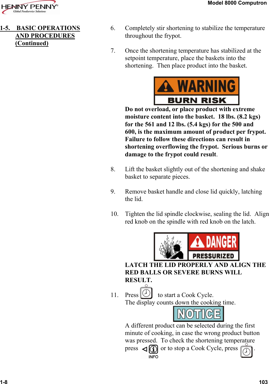 Page 8 of 11 - Henny-Penny Henny-Penny-Computron-8000-Users-Manual- Computron 8000 Operations - Operation  Henny-penny-computron-8000-users-manual