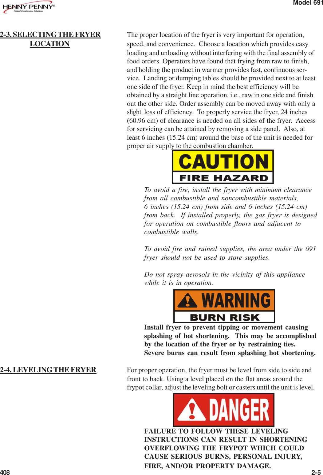 Page 5 of 11 - Henny-Penny Henny-Penny-Pfg-691-Users-Manual- PFG-691 Operators - Installation  Henny-penny-pfg-691-users-manual