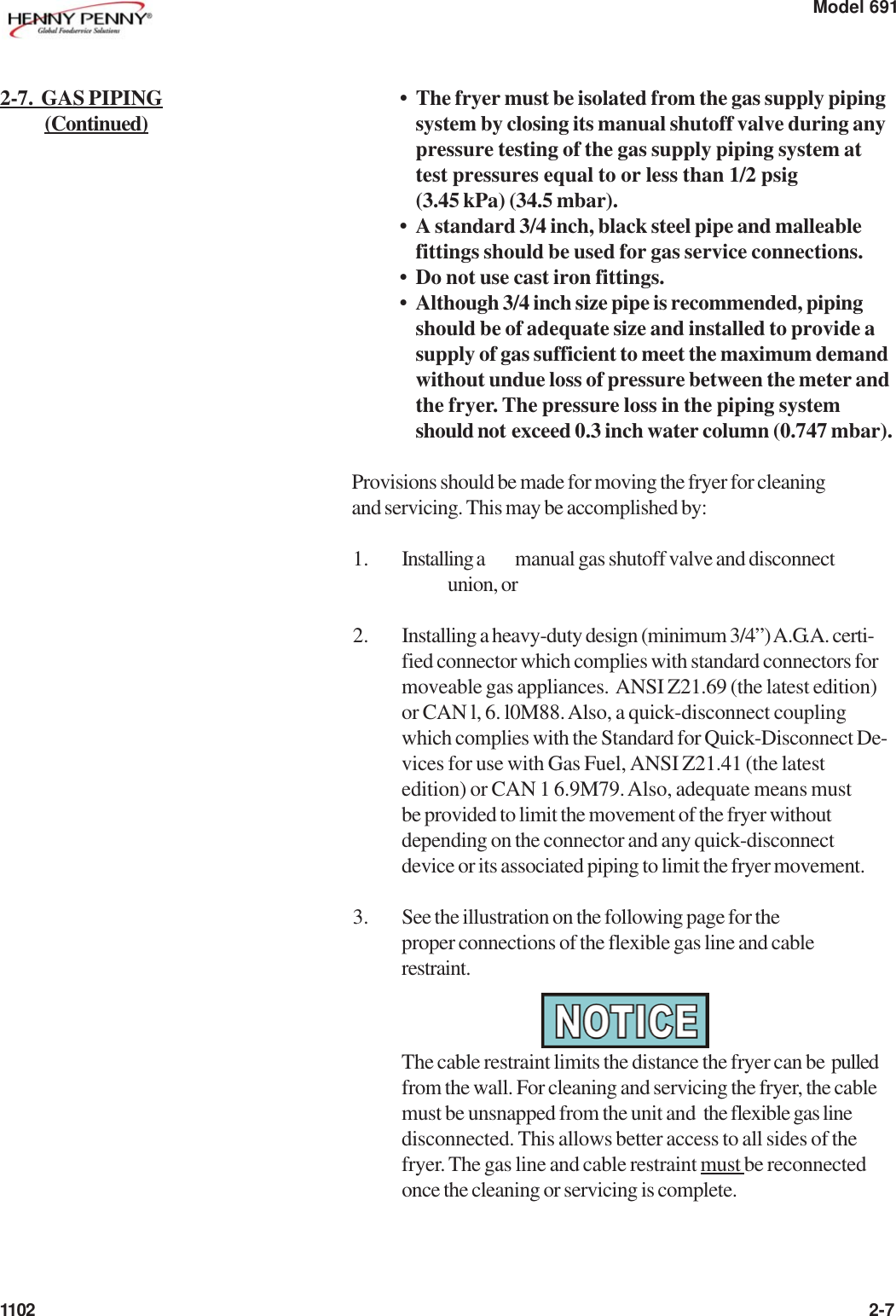 Page 7 of 11 - Henny-Penny Henny-Penny-Pfg-691-Users-Manual- PFG-691 Operators - Installation  Henny-penny-pfg-691-users-manual