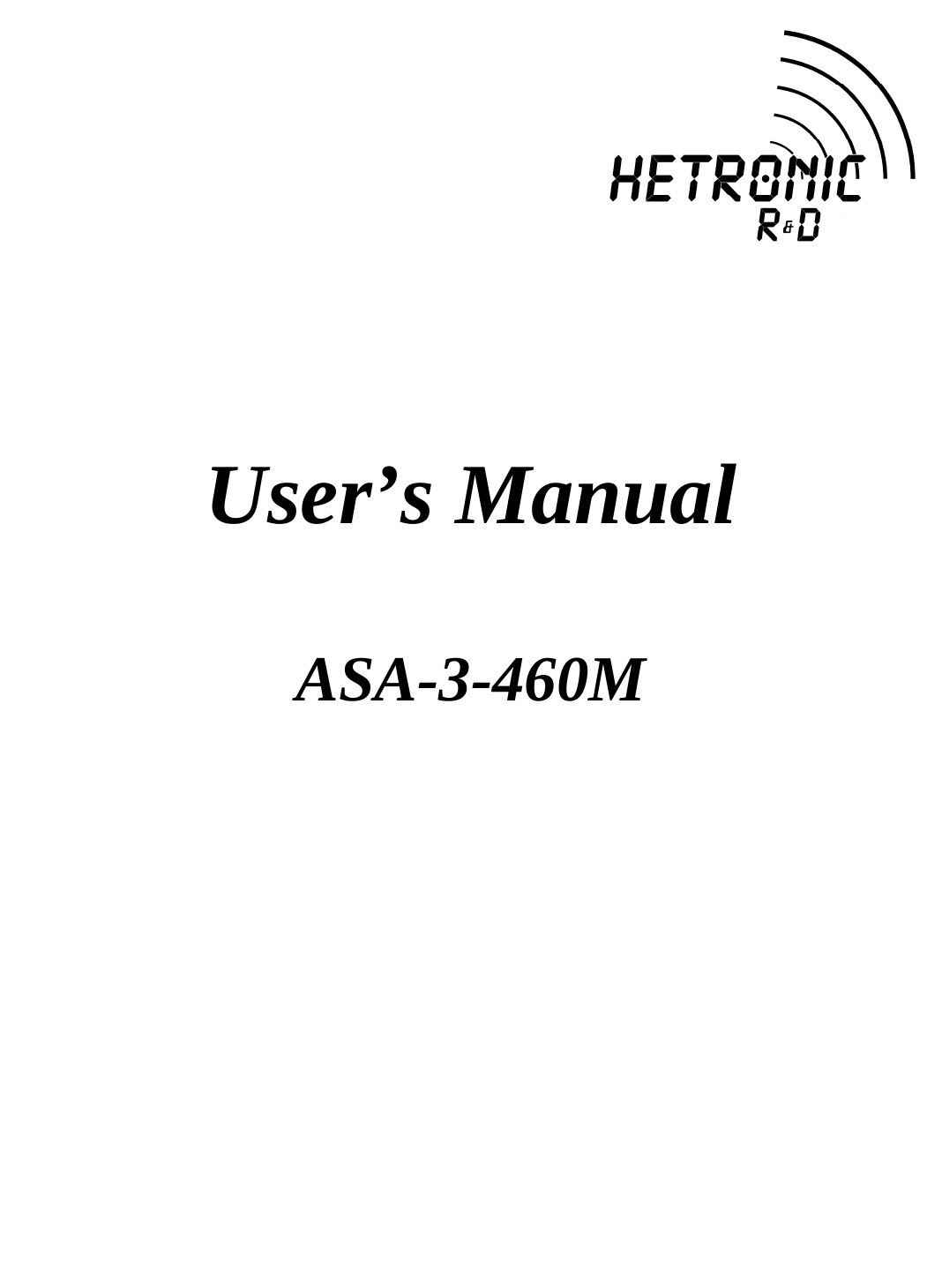                   User’s Manual  ASA-3-460M                                                                