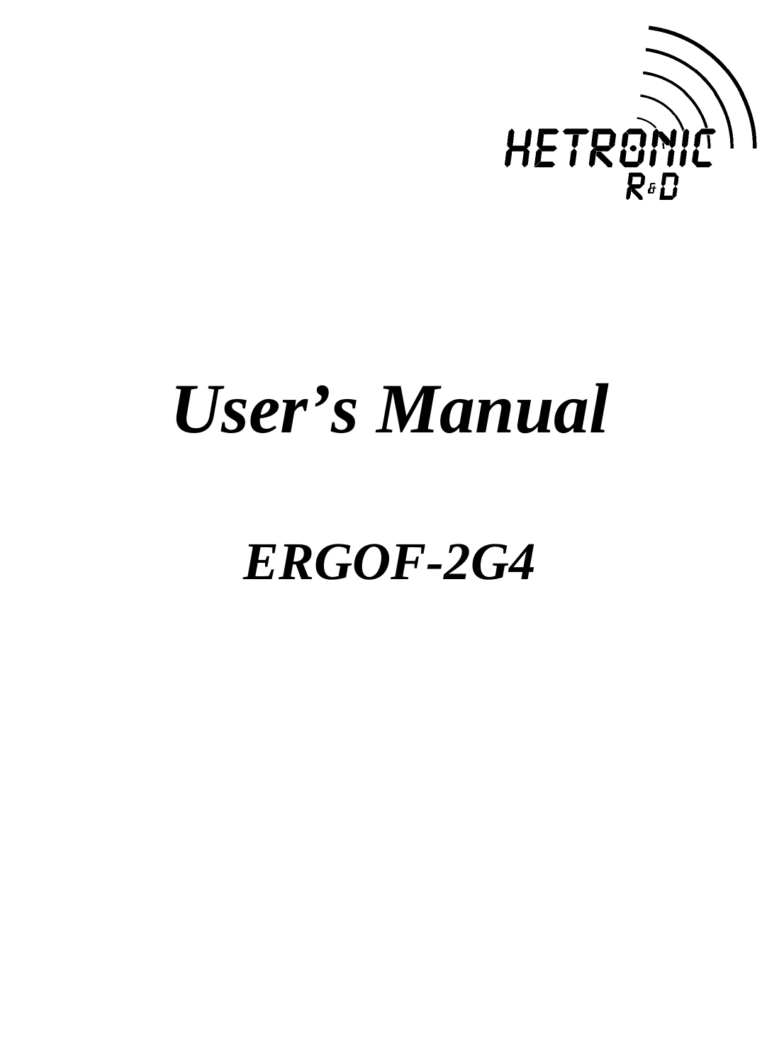                   User’s Manual  ERGOF-2G4                                                                
