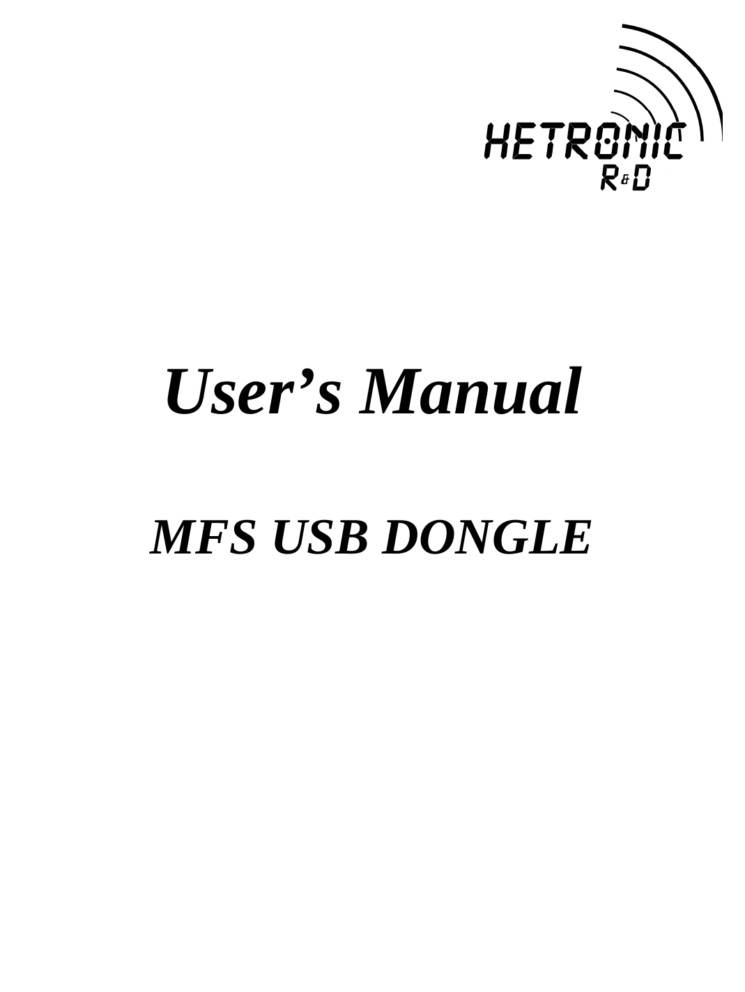                   User’s Manual  MFS USB DONGLE           
