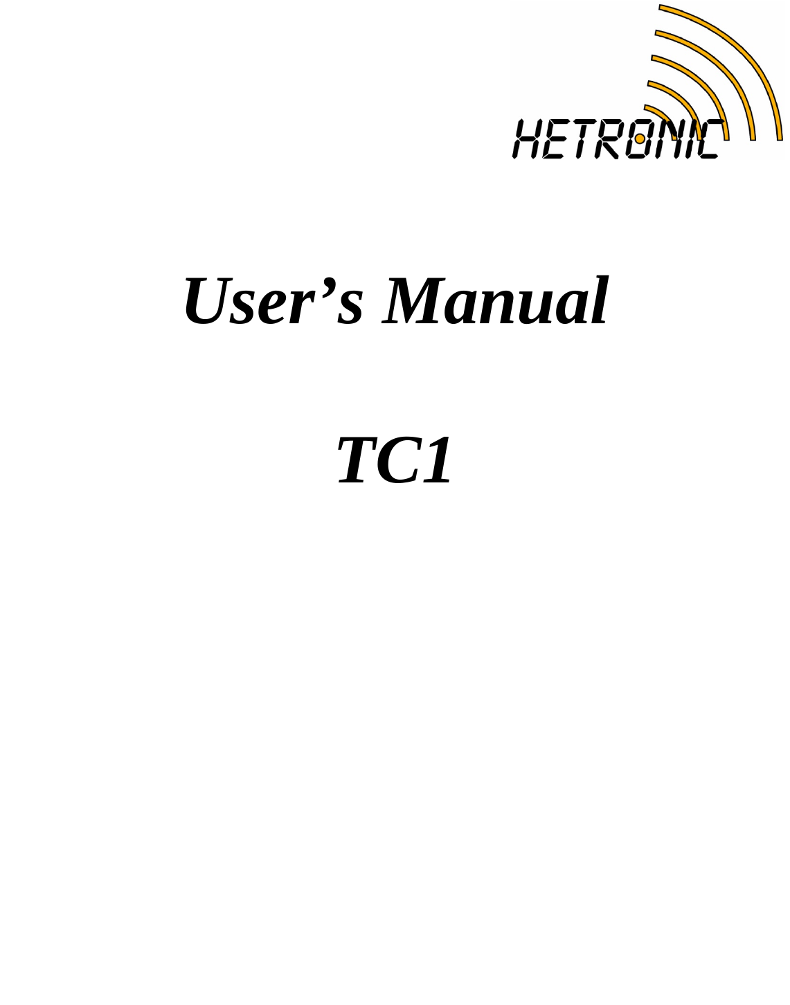   User’s Manual  TC1  