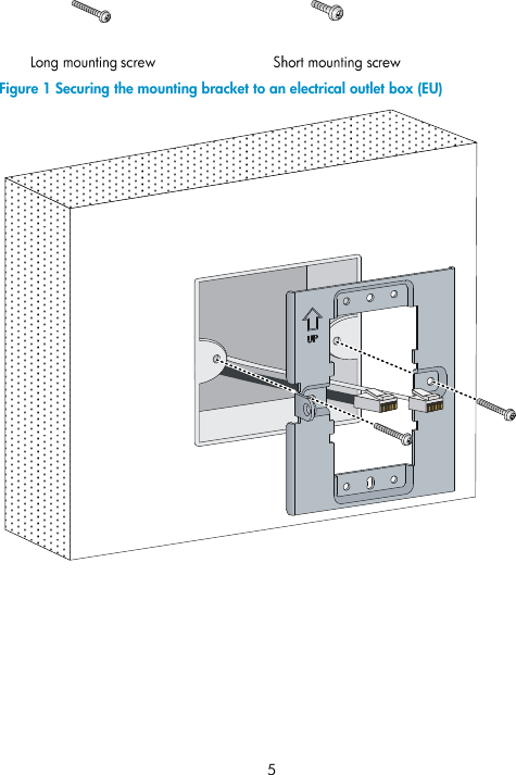 5  Figure 1 Securing the mounting bracket to an electrical outlet box (EU)   
