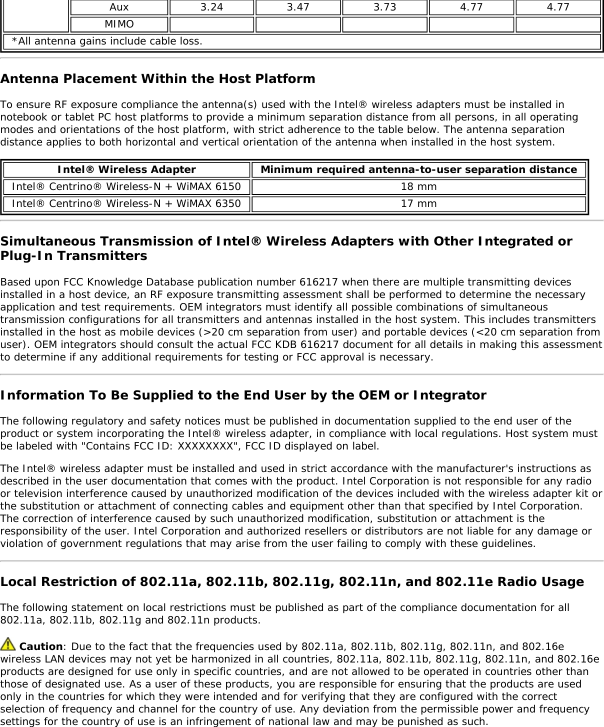 Page 12 of Hewlett Packard Enterprise EL3009260 Wifi/BT Module User Manual Intel     WiFi Adapter Information Guide