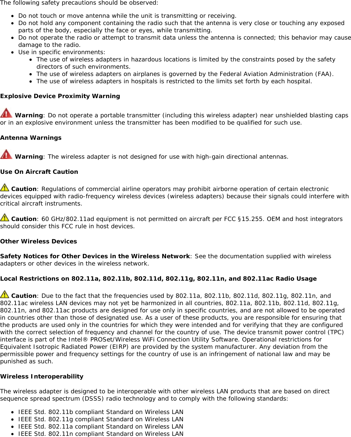 Page 14 of Hewlett Packard Enterprise EL3009260 Wifi/BT Module User Manual Intel     WiFi Adapter Information Guide
