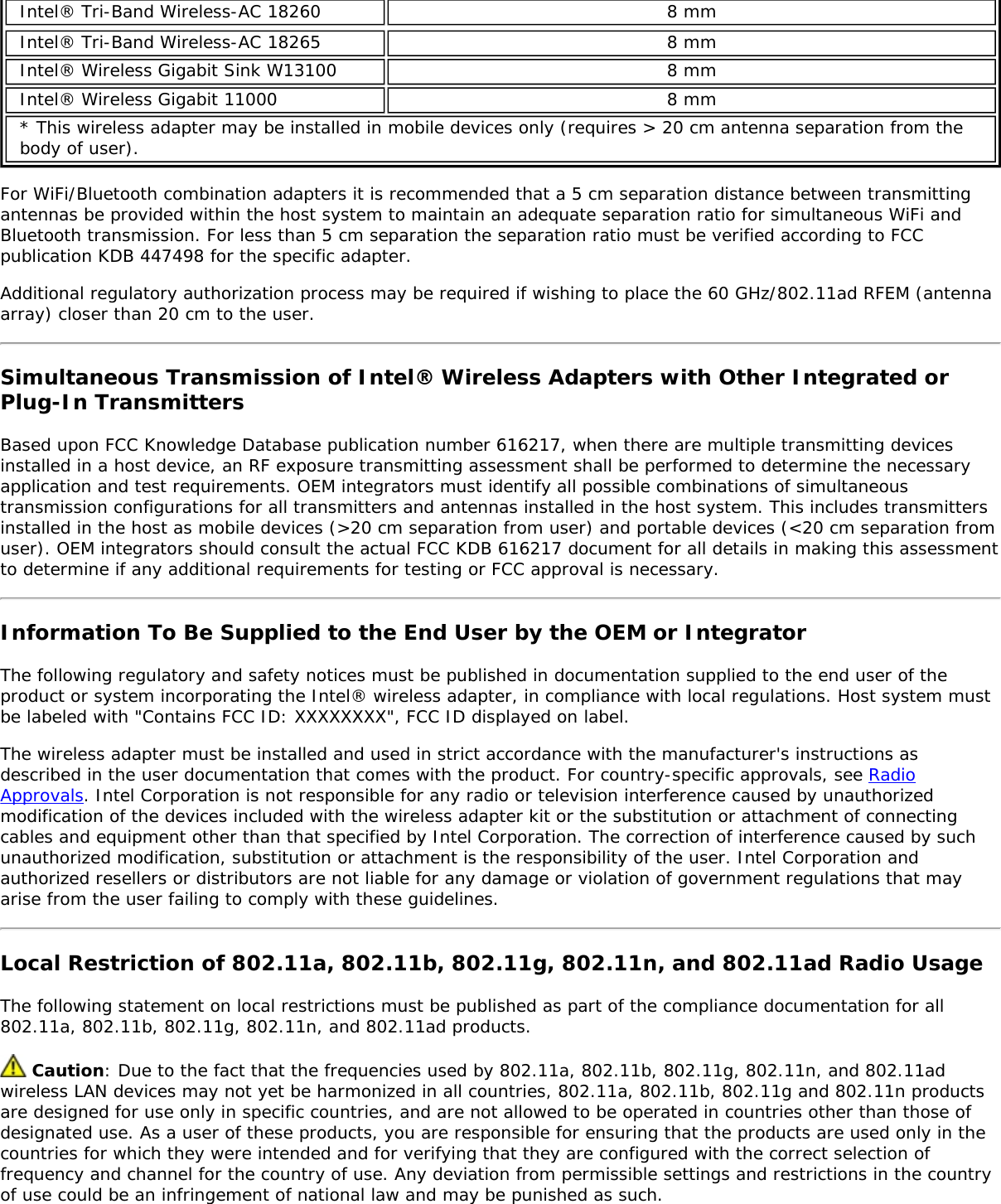 Page 33 of Hewlett Packard Enterprise EL3009260 Wifi/BT Module User Manual Intel     WiFi Adapter Information Guide