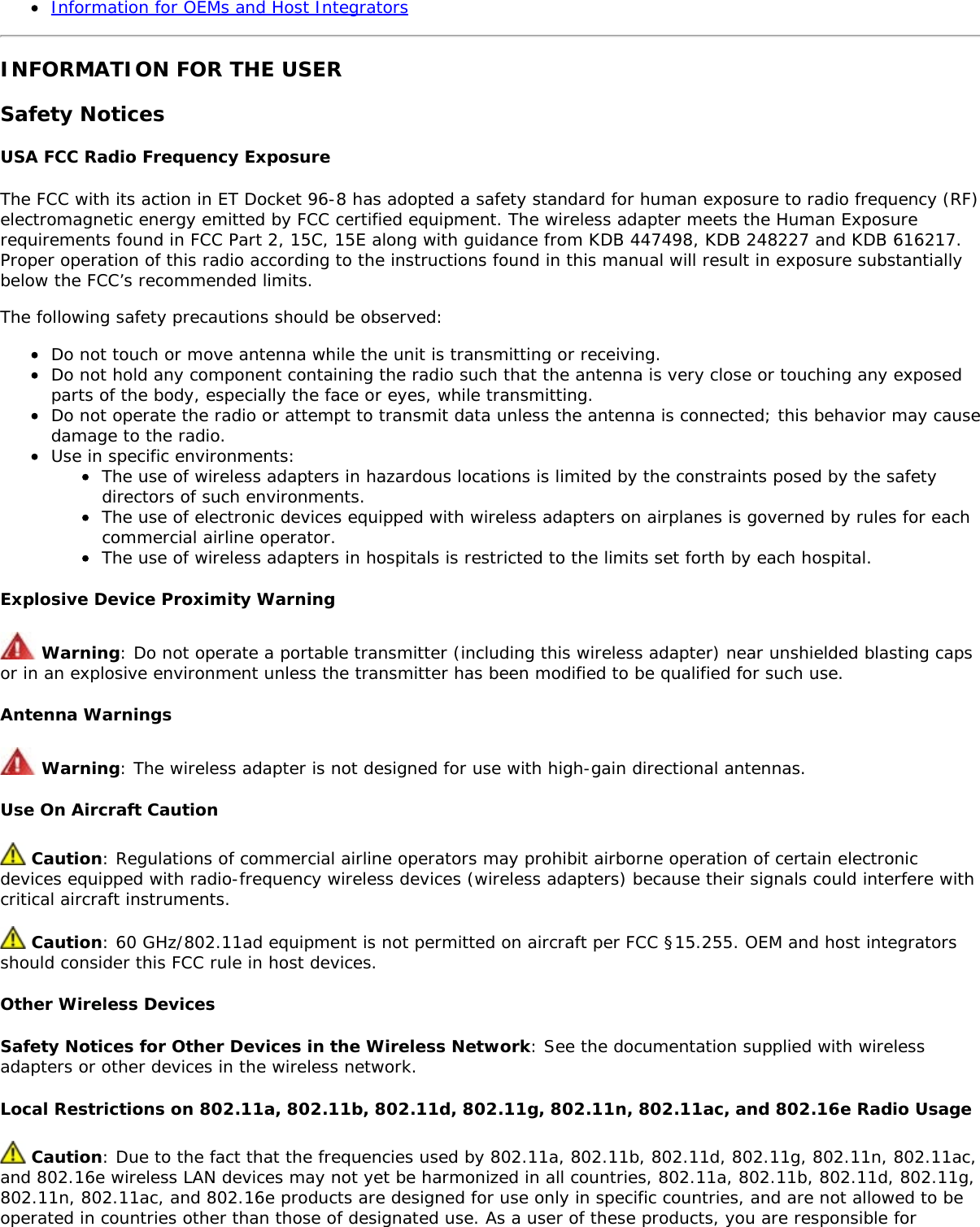 Page 8 of Hewlett Packard Enterprise EL3009260 Wifi/BT Module User Manual Intel     WiFi Adapter Information Guide