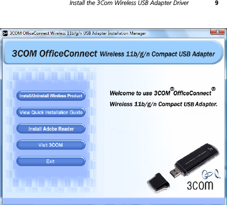 Install the 3Com Wireless USB Adapter Driver 9