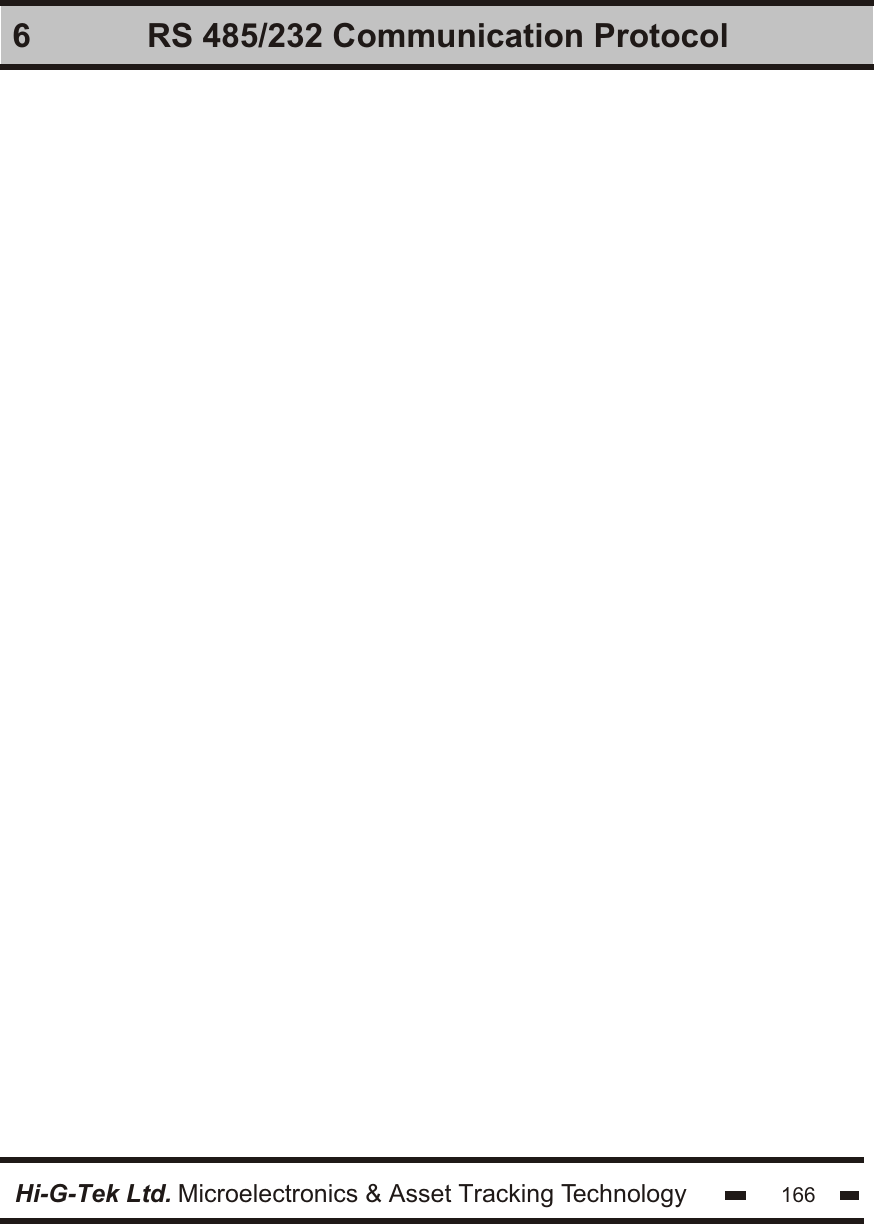 Hi-G-Tek Ltd. Microelectronics &amp; Asset Tracking Technology 1666 RS 485/232 Communication Protocol